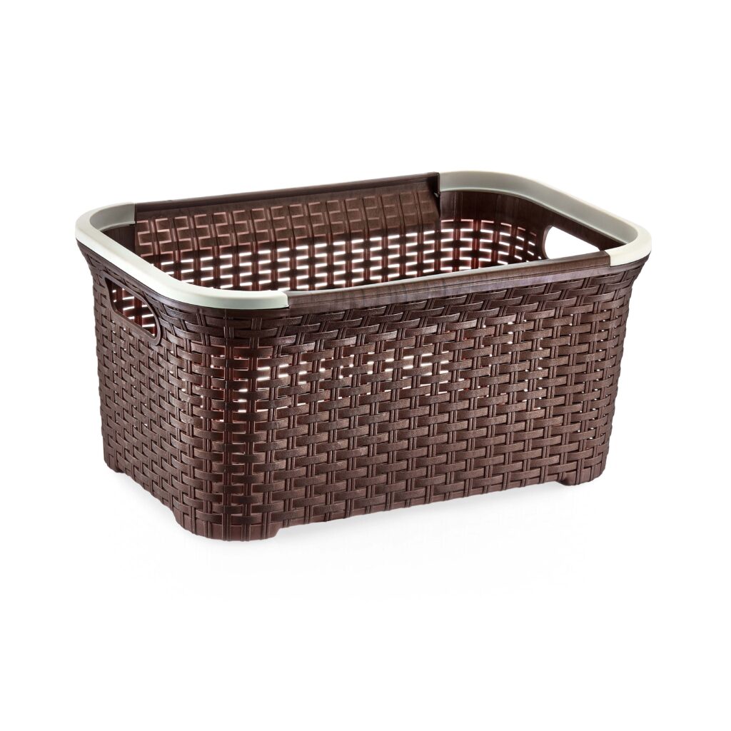 Rattan Laundry Basket &Cover 48 lt. - Cream - Özer Plastik